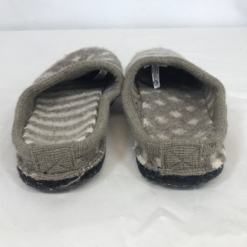 Garnet Hill Womens 10 Wool Slippers Mismatched Stripes Polka Dots Grey White - Picture 5 of 8